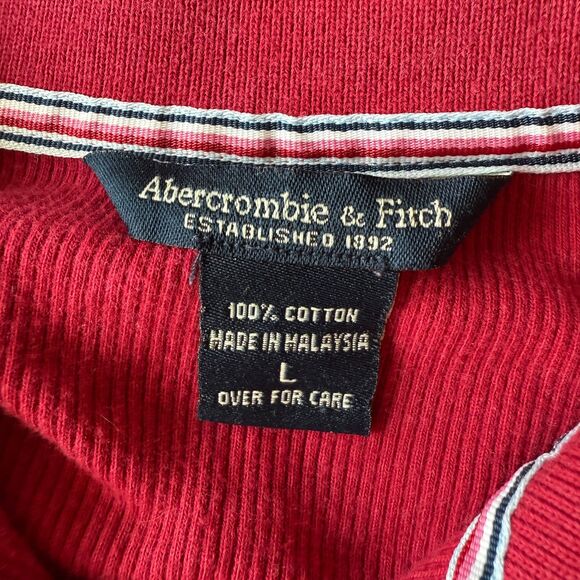Abercrombie and Fitch Y2K Ribbed Knit Long Sleeve Half Button Collared Women's L - Picture 3 of 5